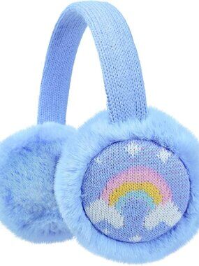 ⚡Kids Blue Knitted Rainbow Winter Outdoor Plush Adjustable Warm Ear Muffs
